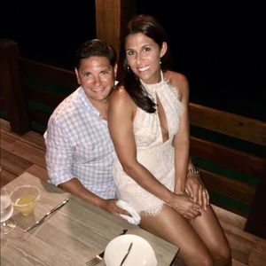 DO+BE white and tan lace romper